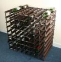 Double depth 144 bottle dark oak stained wood and galvanised metal wine rack ready assembled