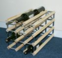Double depth 24 bottle pine wood and galvanised metal wine rack ready assembled