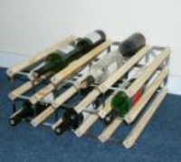 Double depth 30 bottle pine wood and galvanised metal wine rack ready assembled