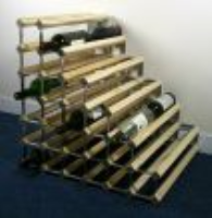 Double depth 54 bottle pine wood and galvanised metal wine rack ready assembled
