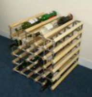 Double depth 60 bottle pine wood and galvanised metal wine rack ready assembled