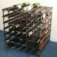 Double depth 84 bottle dark oak stained wood and galvanised metal wine rack ready assembled