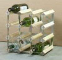 Classic 12 bottle pine wood and galvanised metal wine rack ready assembled 