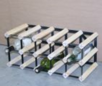Classic 15 bottle pine wood and black metal wine rack ready assembled 