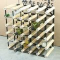 Classic 30 bottle pine wood and black metal wine rack ready assembled 
