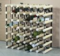 Classic 42 bottle pine wood and black metal wine rack ready assembled 