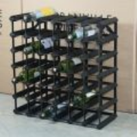 Classic 42 bottle black stained wood and black metal wine rack ready assembled 