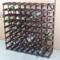 Classic 72 bottle dark oak stained wood and black metal wine rack ready assembled 