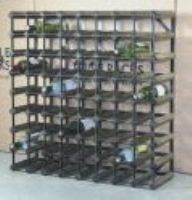 Classic 72 bottle walnut stained wood and black metal wine rack ready assembled