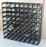 Classic 72 bottle black stained wood and black metal wine rack ready assembled