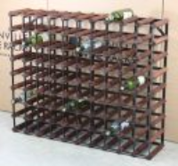 Classic 90 bottle dark oak stained wood and black metal wine rack ready assembled 
