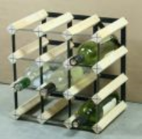 Classic 12 bottle pine wood and black metal wine rack ready assembled 