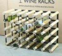 Classic 30 (6x4) bottle pine wood and black metal wine rack ready assembled