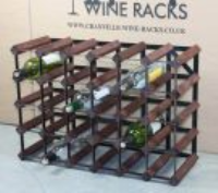 Classic 30 (6x4) bottle dark oak stained wood and black metal wine rack ready assembled
