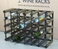 Classic 30 (6x4) bottle walnut stained wood and black metal wine rack ready assembled