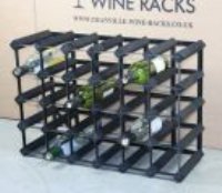 Classic 30 (6x4) bottle black stained wood and black metal wine rack ready assembled