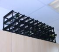 Classic 30/40 bottle cupboard top black stained wood and black metal wine rack ready assembled 