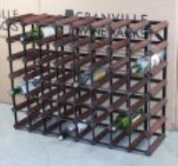 Classic 56 bottle dark oak stained wood and black metal wine rack ready assembled 