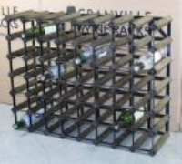 Classic 56 bottle walnut stained wood and black metal wine rack ready assembled 