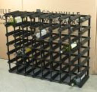 Classic 56 bottle black stained wood and black metal wine rack ready assembled 