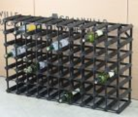 Classic 70 bottle black stained wood and black metal wine rack ready assembled 