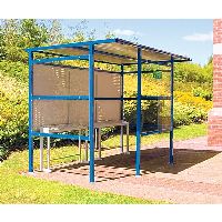 Traditional Smoking Shelter with Perforated Steel Back &amp; Perspex Sides