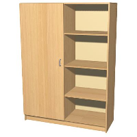 Split Wooden Storage Cupboard with One Door