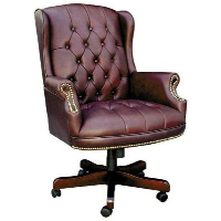 Chairman Traditional Button Tufted Leather Executive Armchair
