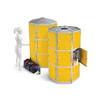 Round Pod Lockers with Three Compartments