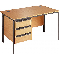 Smartline H Frame Office Desks with 3 Drawer Pedestal - 24 Hr Delivery