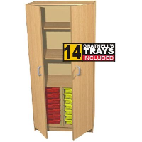 Tray Storage Cupboard with 14 Trays
