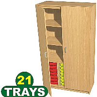 Tray Storage Cupboard with 21 Trays