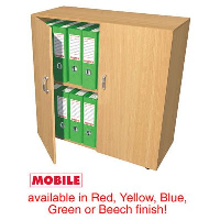 Coloured Mobile Wooden File Storage Cupboard holds 20 files