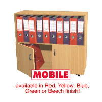 Coloured Mobile Wooden File Storage Combination Cupboard
