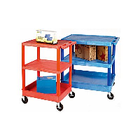 120 kgs Plastic Service Trolleys with Coloured Legs &amp; Shelves