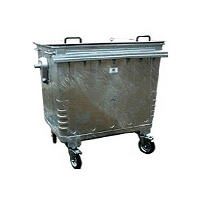 Galvanised Steel Waste Bin with 4 Wheels