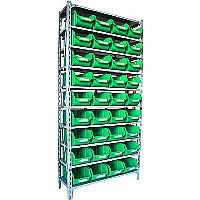 Container Racks with Plastic Containers
