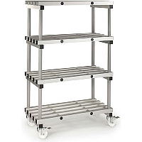 Mobile Aluminium Shelving with 4 Shelves