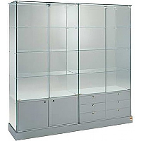 Extra Wide Glass Display Cabinets with Lower Cupboard