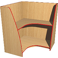 Internal Wooden Corner Bookcases with Coloured Edging