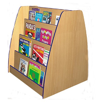 Double-Sided Wooden Display Bookcases with Coloured Edge