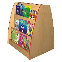 Double-Sided Wooden Display Bookcases with Coloured Edge