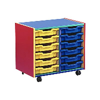 12 Shallow Tray Monarch Colourful Tray Storage Unit - mobile 2 x 6