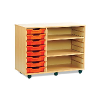 8 Shallow Mobile Tray Shelving Unit - 1030mm wide