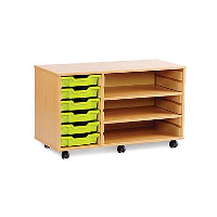 6 Shallow Mobile Tray Shelving Unit - 1030mm wide