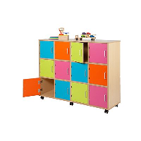Mobile Wooden School Lockers with 12 Compartments