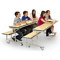 Mobile Convertible Folding School Table and Benches - 3 in 1