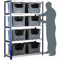 Heavy Duty Container Racks with 8 Large Open Fronted Containers