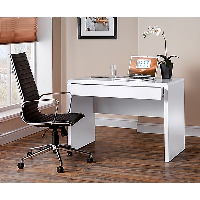Luxor White Workstation and Bari Leather Executive Chair