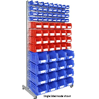 Double Sided Bin Rack with 144 Mixed Size Bins